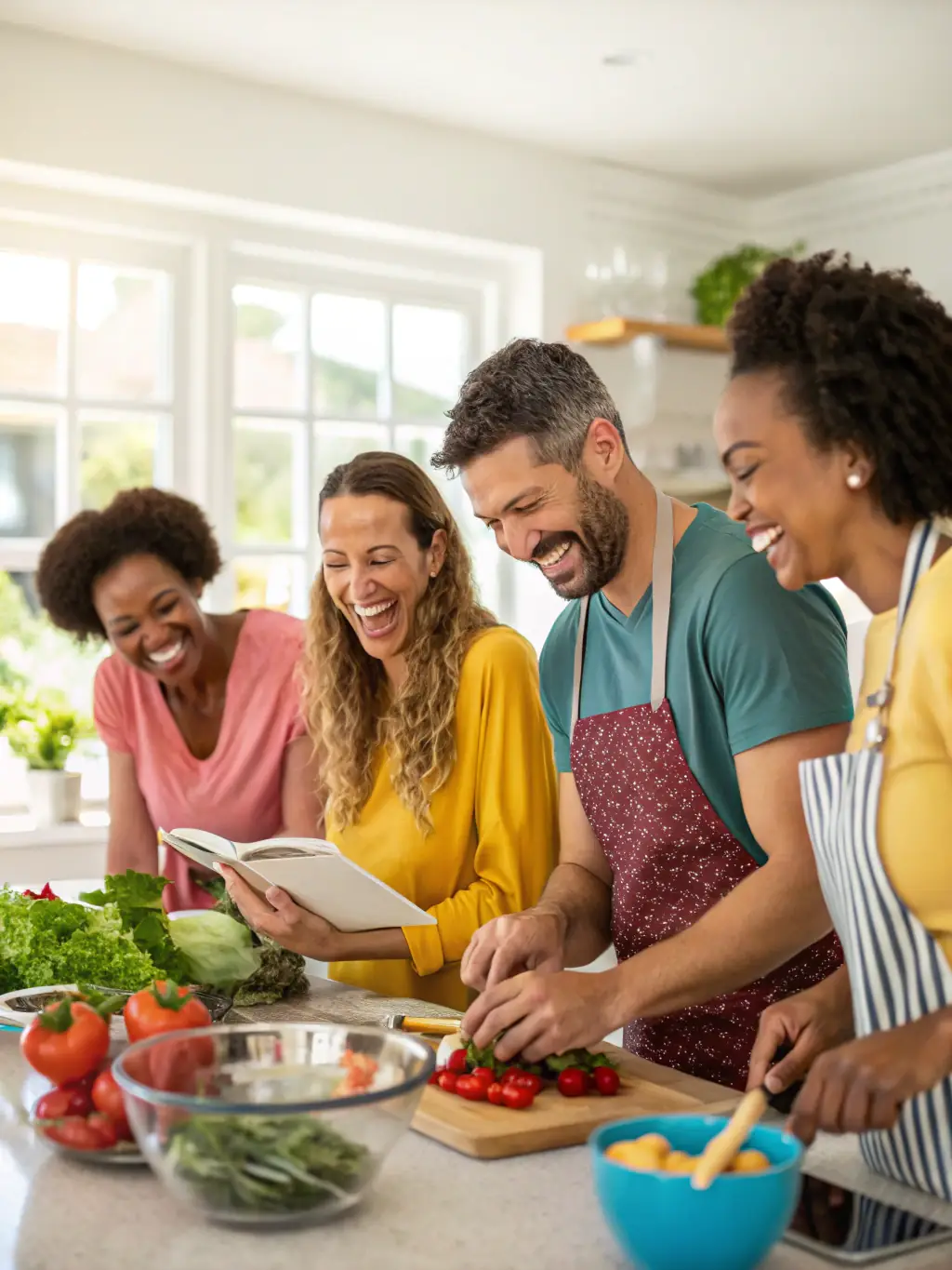 A photo of a group of people with disabilities participating in a cooking class, learning new skills and enjoying the social interaction.